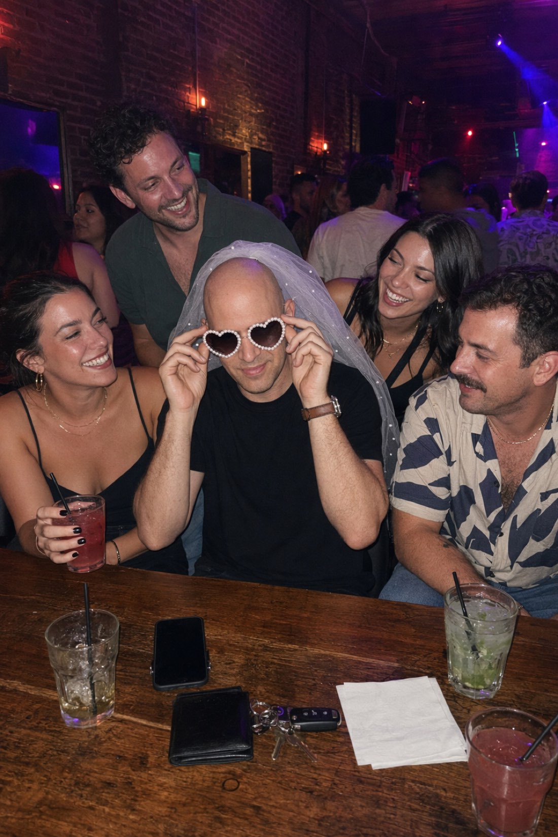 Memorable, fun moment: man celebrating a night out with friends