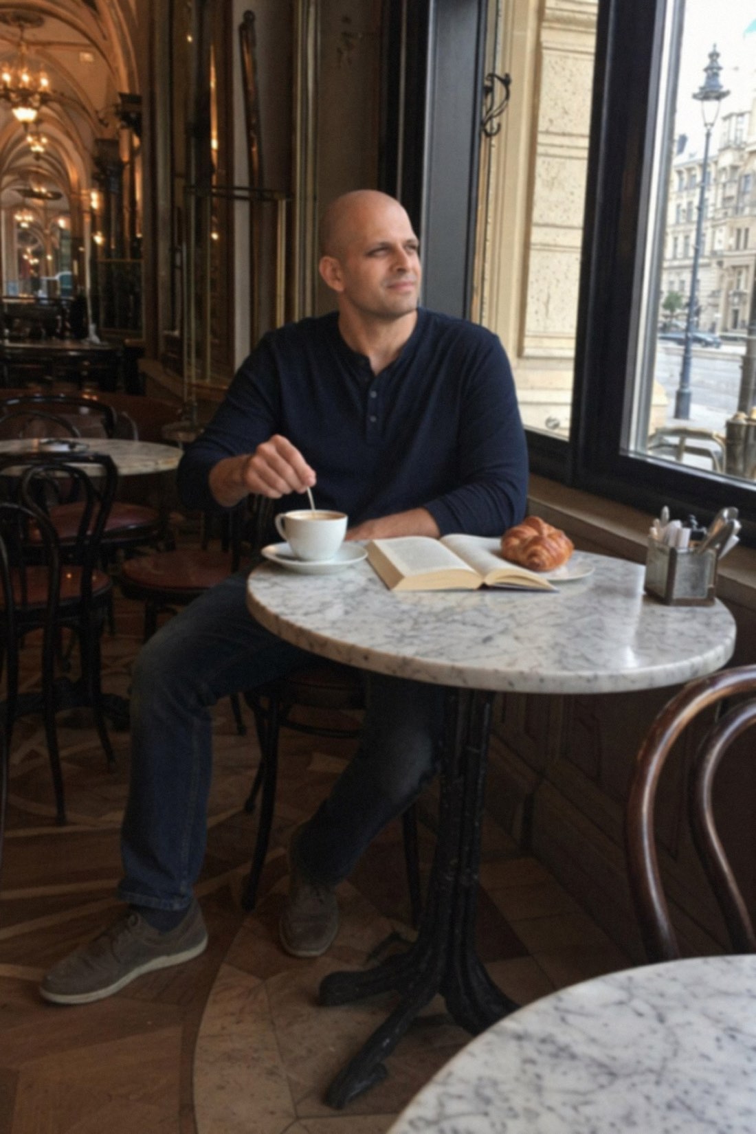 Thought-leader style: relaxed and refined at a café