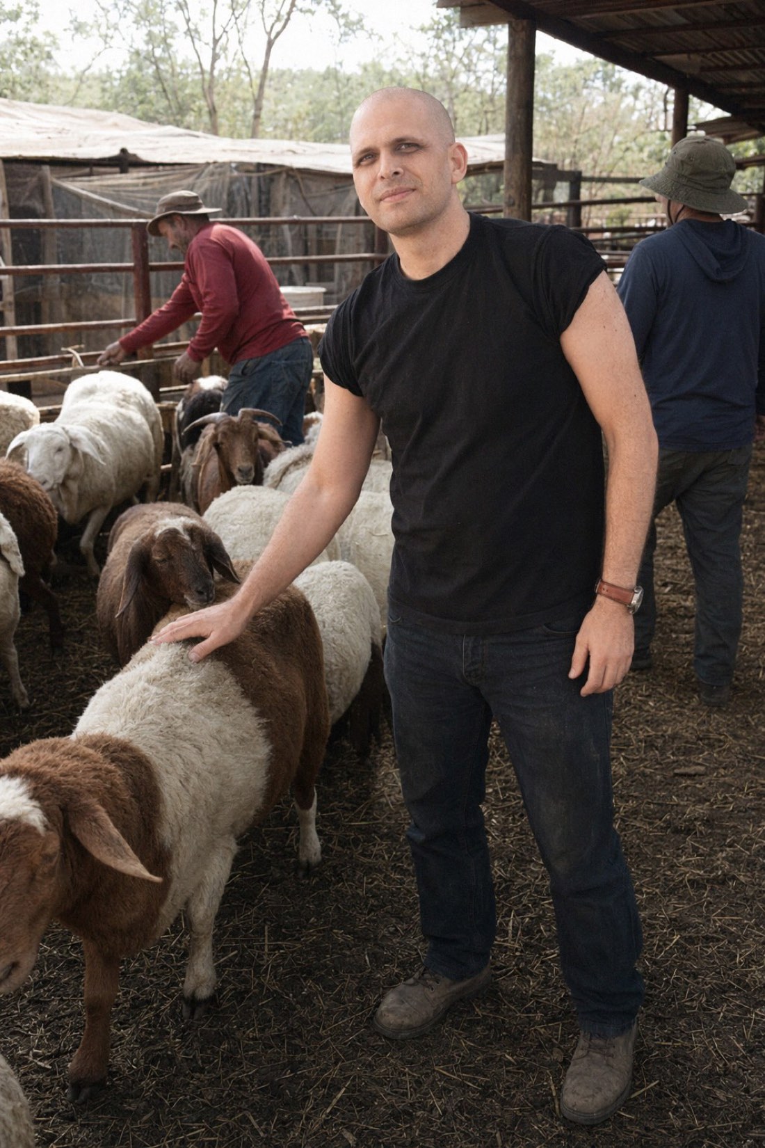 You can love animals at every level of the ladder. The pulpit is optional equipment. Man petting sheep at a farm pen