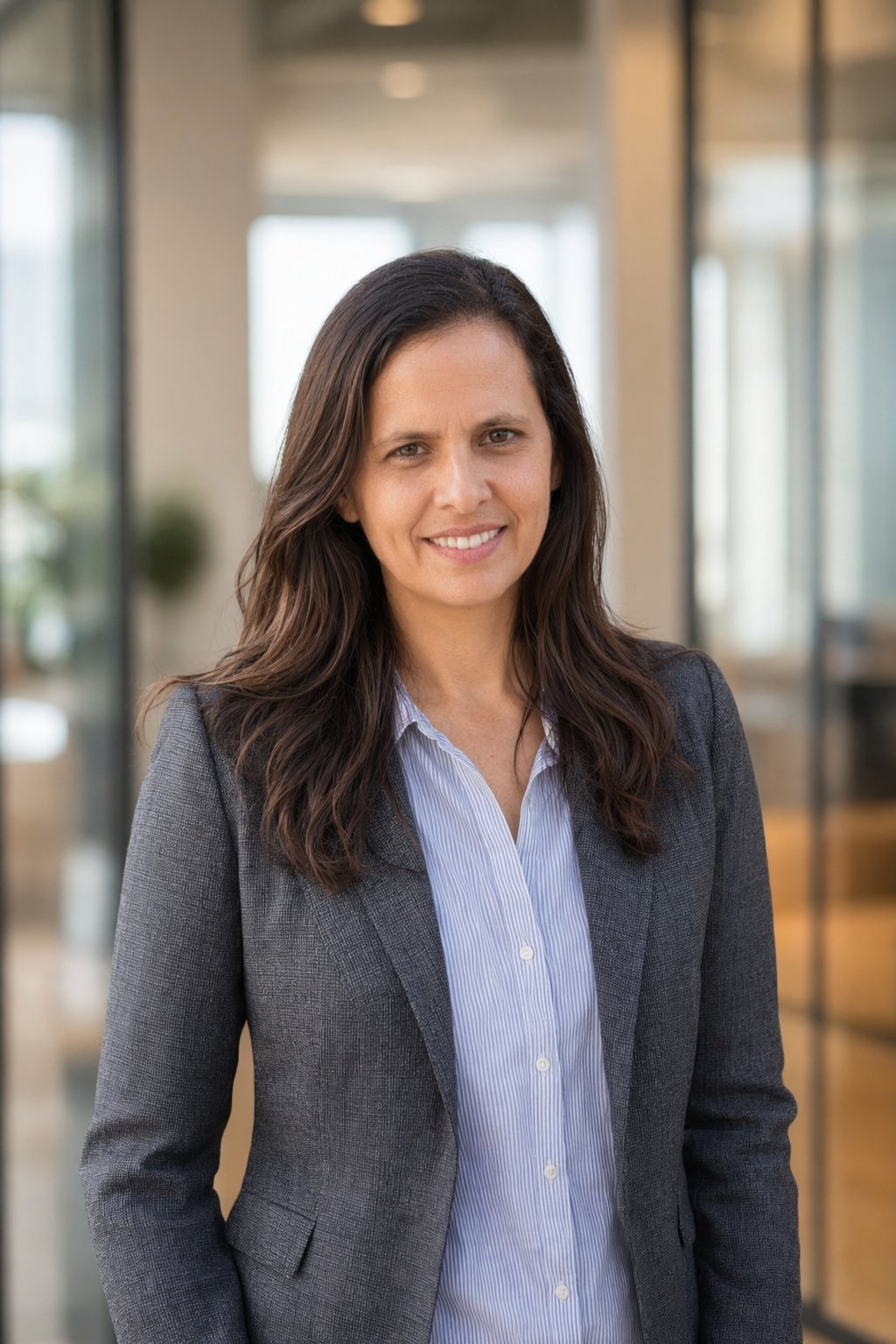 Professional in a blazer with a warm smile, a realistic AI headshot for LinkedIn