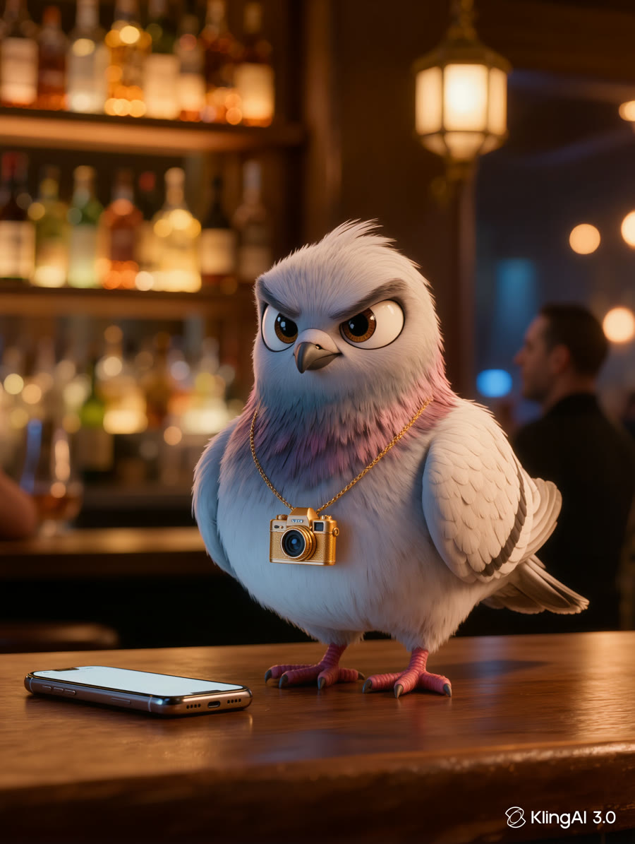 Wing. Eleven years of service. Unemployed since Dave. Wing, a silver-white pigeon with a golden camera pendant, former professional wingman